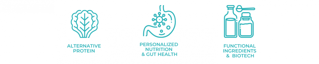alternative protein; personalized nutrition and gut health; functional ingredients and biotech